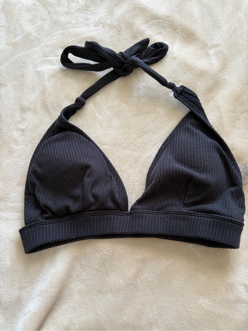 Black Ribbed Halter bikini top